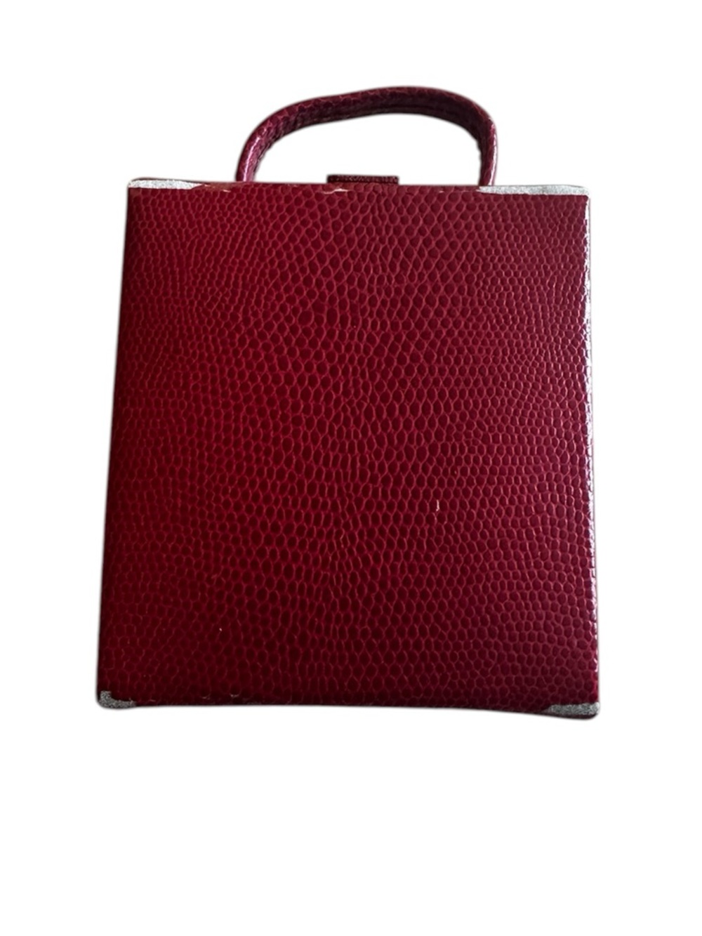 VINTAGE Burgundy Faux Textured Leather Foldout Travel Mini Jewelry Box - Picture 5 of 9